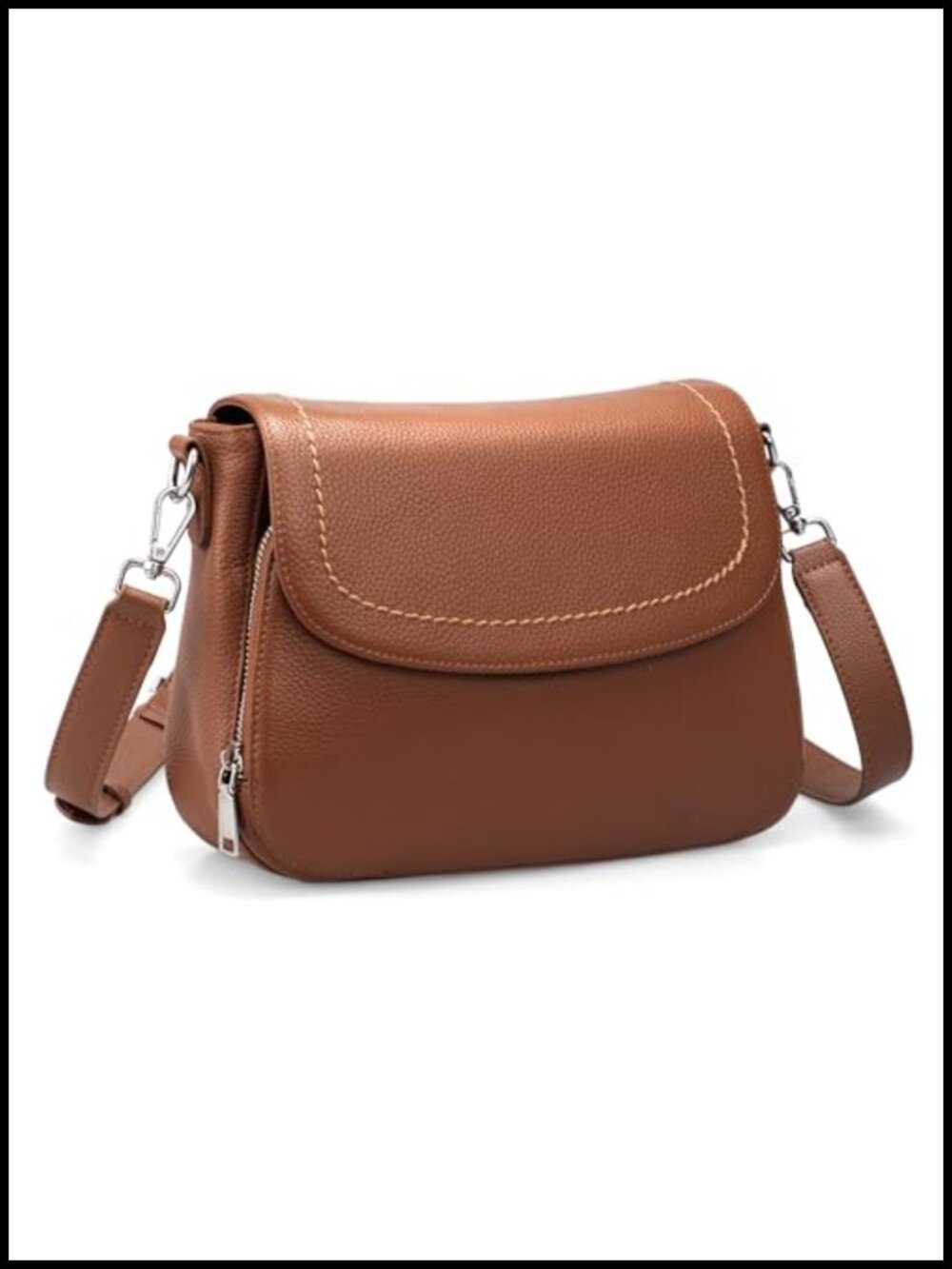 Genuine Leather Saddle Crossbody Bag for Women with Built-in RFID Wallet